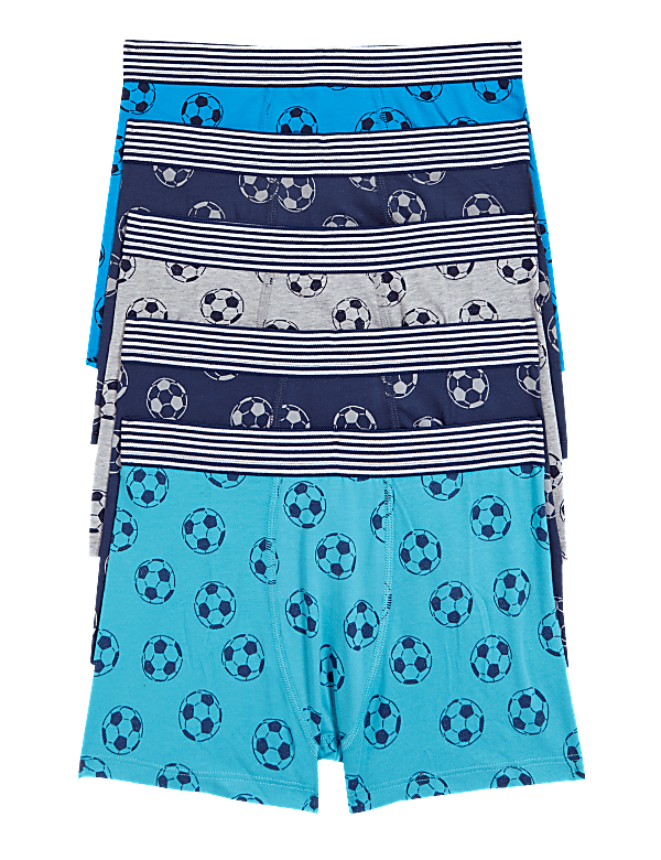 5pk Cotton Rich Football Trunks (5-16 Yrs)