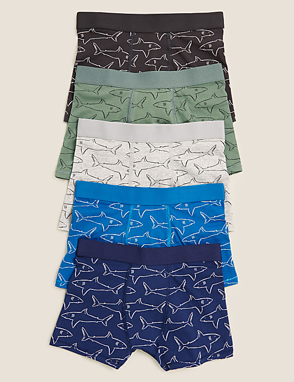5pk Shark Cotton with Stretch Shark Trunks (2-16 Yrs)
