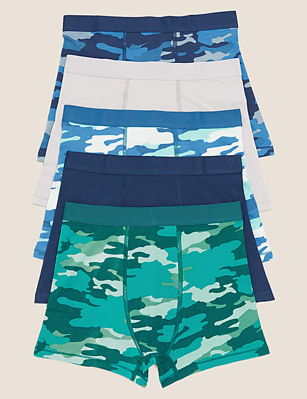 5pk Cotton Rich with Stretch Camo Trunks (2-16 Yrs)