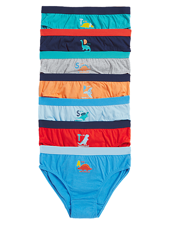 7pk Pure Cotton Dinosaur Briefs
