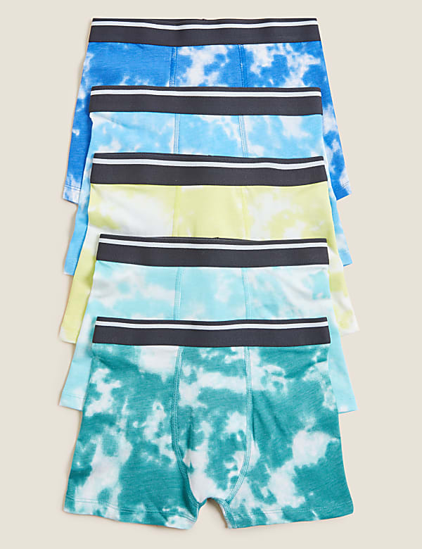 5pk Cotton Rich Tie Dye Trunks (2-16 Yrs)