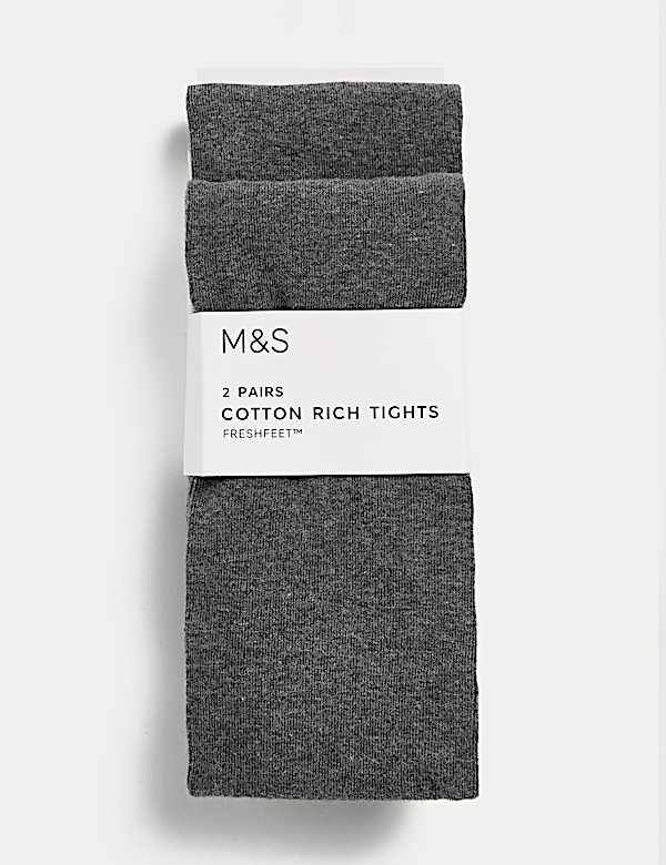 2pk Cotton Rich School Tights (2-16 Yrs) - MV