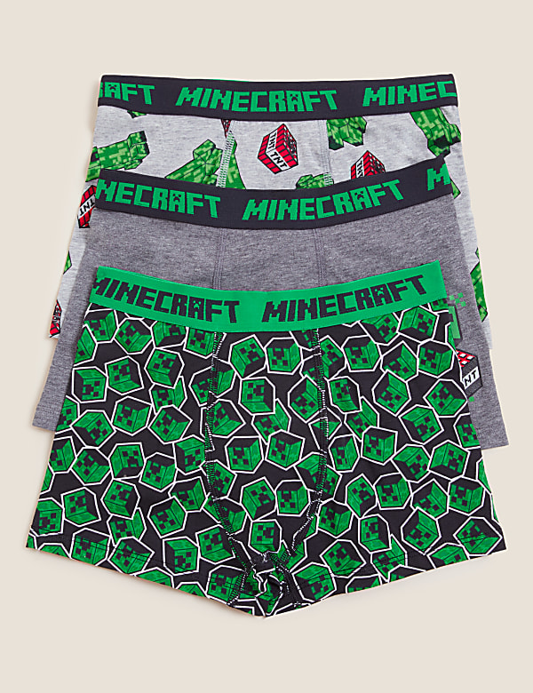 3pk Cotton Rich with Stretch Minecraft™ Trunks (4-16 Yrs)