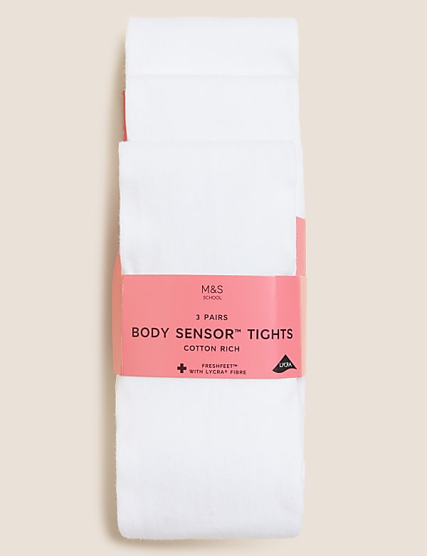 3pk Body Sensor Cotton Rich School Tights 3 14 Yrs