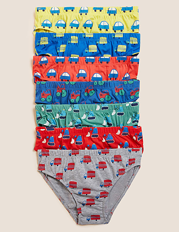 Lot de 7 slips 100 coton a motif vehicule du 18 mois au 10 ans MULTI Briefs M S LU