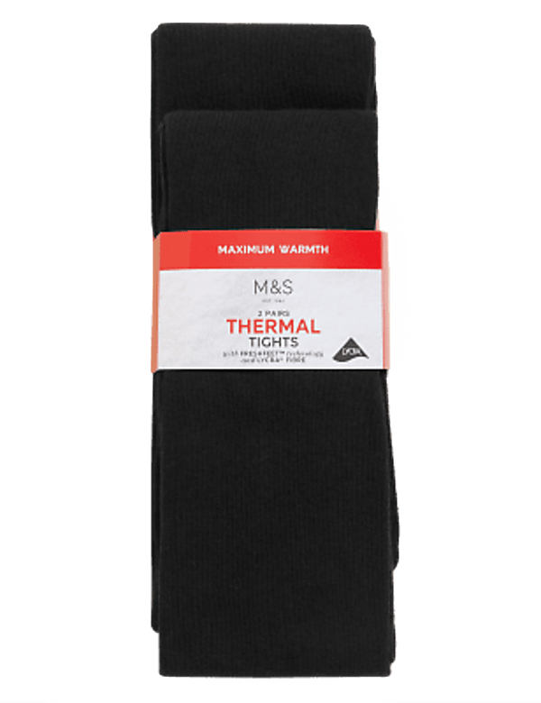 2pk Wool Thermal Tights (4-14 Yrs)