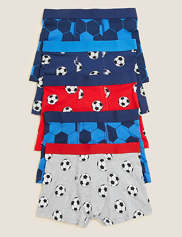 5er-Pack Shorts mit hohem Baumwollanteil und Fußballmuster (5–16 J.) - AT