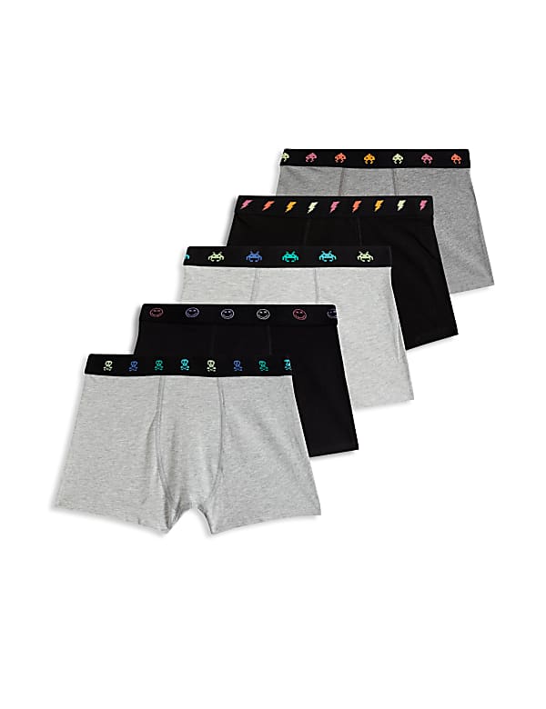 5pk Cotton Rich Design Waistband Trunks