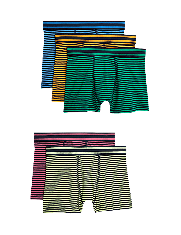 5pk Cotton Rich Striped Trunks (5-16 Yrs)
