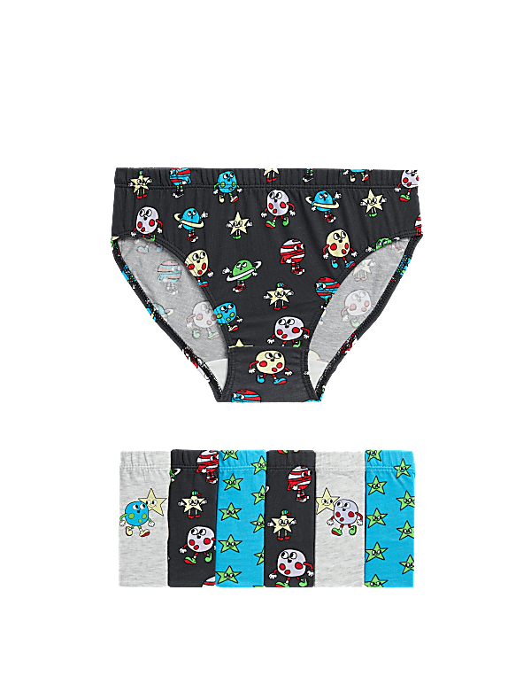 7pk Pure Cotton Space Briefs (2-8 Yrs)