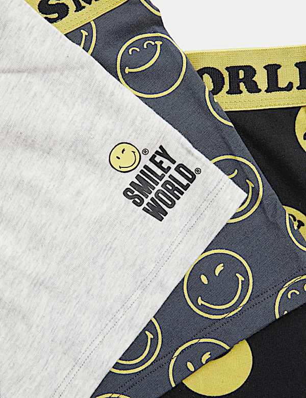3pk Cotton with Stretch SmileyWorld® Trunks (5-16 Yrs)