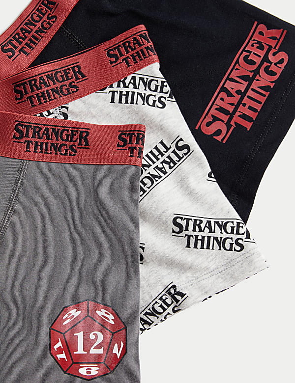 3pk Cotton with Stretch Stranger Things™ Trunks (5-16 Yrs)