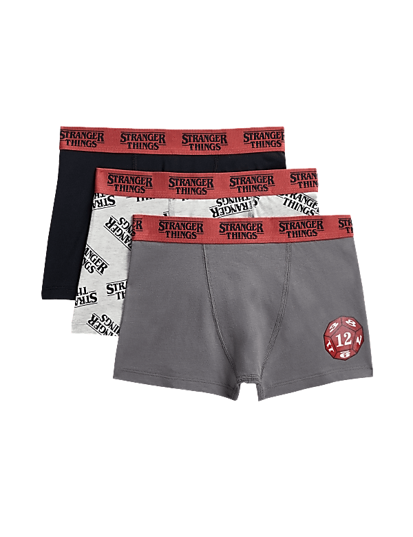 3pk Cotton with Stretch Stranger Things™ Trunks (5-16 Yrs)
