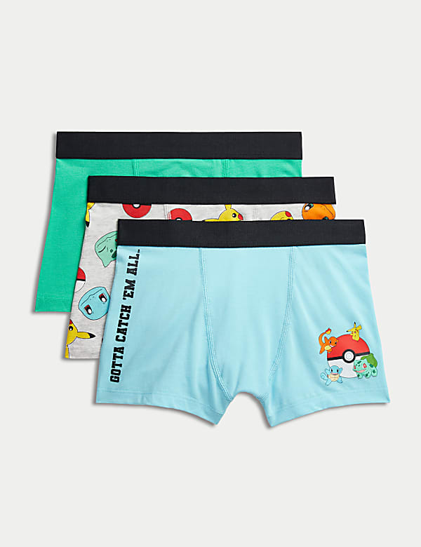 Bokserki Pokémon™ z bawełny ze streczem 3 pary (5–16 lat) - PL
