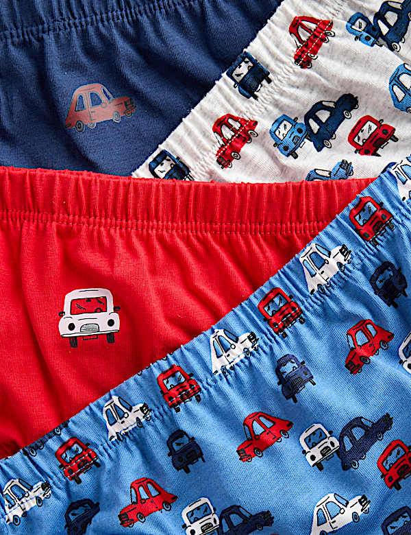 7pk Pure Cotton Car Print Briefs (2-8 Yrs)