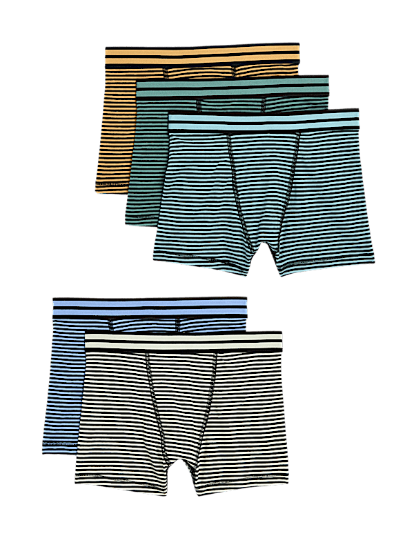 5pk Cotton with Stretch Striped Trunks (5-16 Yrs)