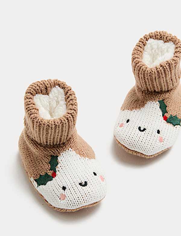 Chaussons montants à motif pudding des fêtes (jusqu’au 3 ans) - BE