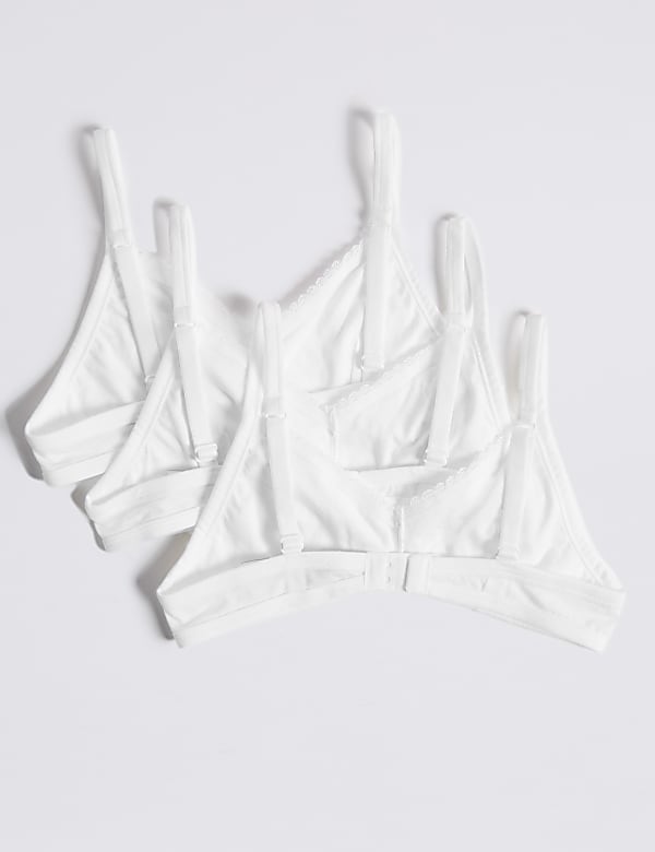 3 Pack Pure Cotton Lace Trim Bras (A-B)