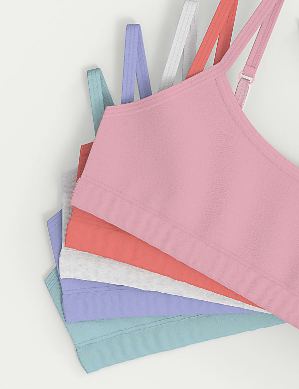 5pk Cotton with Stretch Crop Tops (6-16 Yrs)