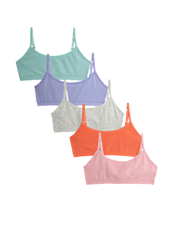 5pk Cotton with Stretch Crop Tops (6-16 Yrs)