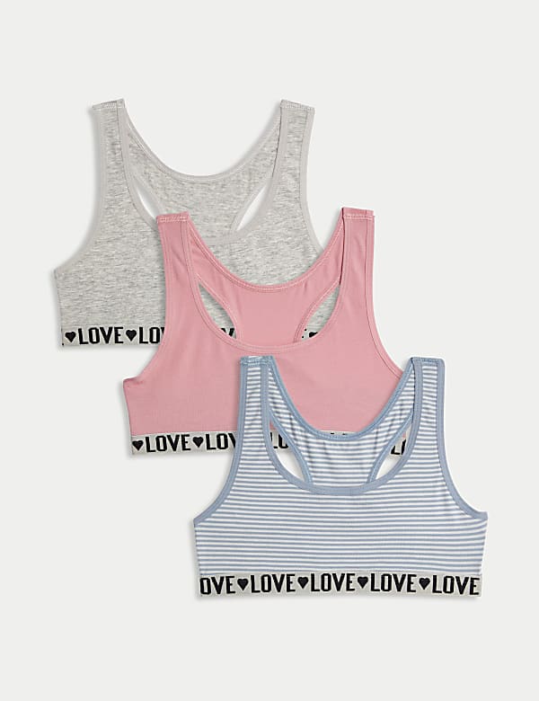 3pk Cotton with Stretch Crop Tops (6-16 Yrs) - RO