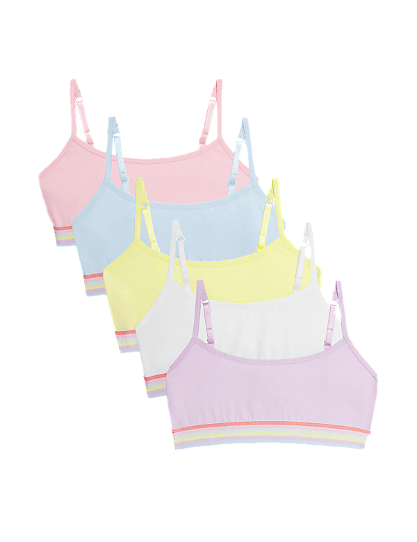 5pk Cotton with Stretch Rainbow Crop Tops (6-16 Yrs)
