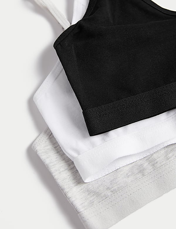 3pk Cotton with Stretch Crop Tops (6-16 Yrs)
