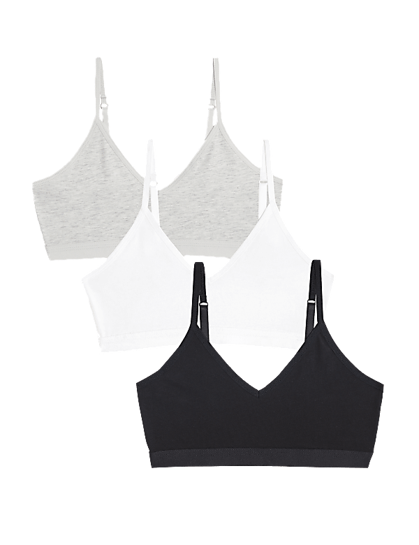 3pk Cotton with Stretch Crop Tops (6-16 Yrs)