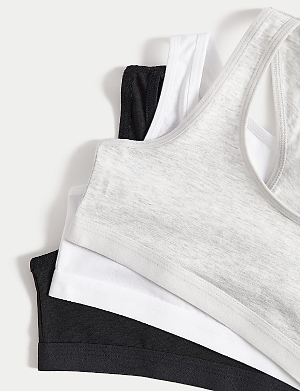 3pk Cotton with Stretch Crop Tops (6-16 Yrs)