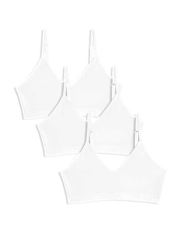 3pk Cotton with Stretch Crop Tops (6-16 Yrs)
