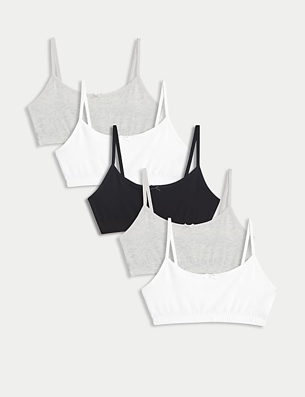 5pk Cotton with Stretch StayNew™ Crop Tops (6-16 Yrs) - GR