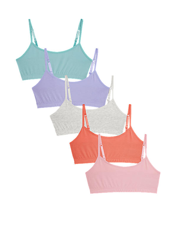 5pk Cotton with Stretch Crop Tops (6-16 Yrs)
