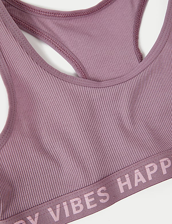 3pk Cotton with Stretch Ribbed Crop Tops (6-16 Yrs)