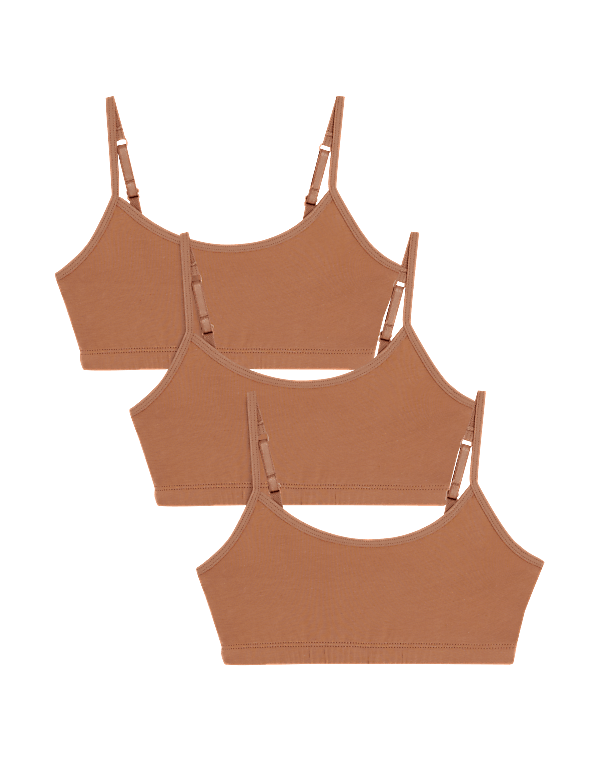3pk Cotton with Stretch Crop Tops (6-16 Yrs)