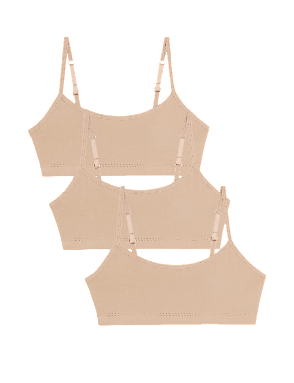3pk Cotton with Stretch Crop Tops (6-16 Yrs)