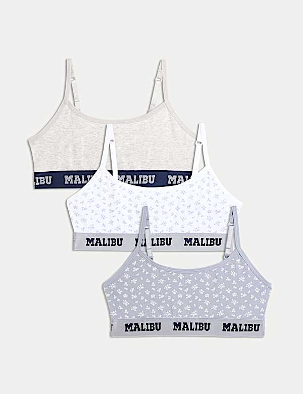 Set van 3 korte katoenen tops met stretch en tekst ‘Malibu’ (6-16 jaar) - BE