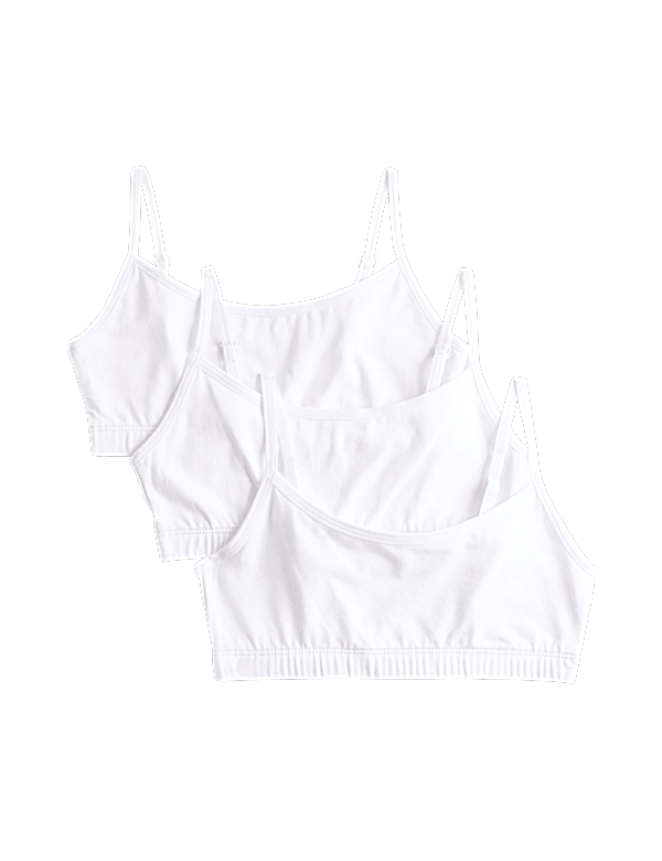 3 Pack Cotton with Stretch Crop Tops (6-16 Yrs)