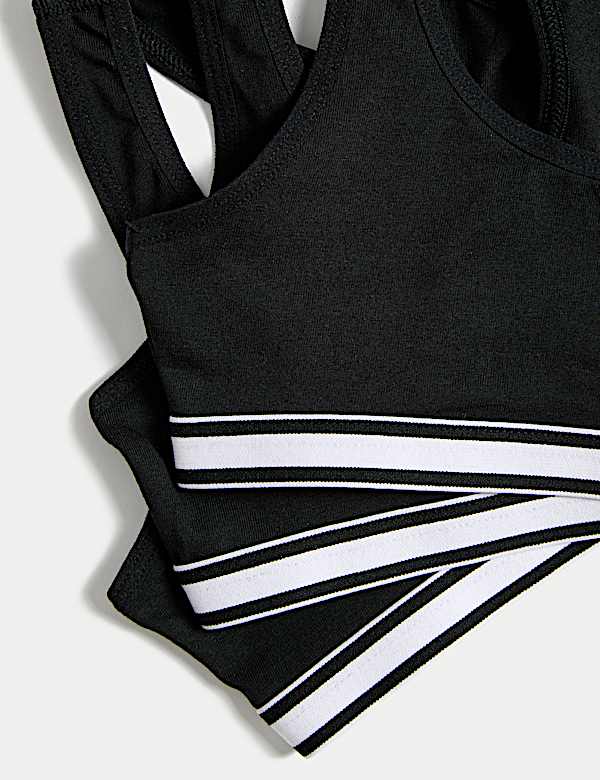 3pk Cotton with Stretch Racer Back Crop Tops (6-16 Yrs)