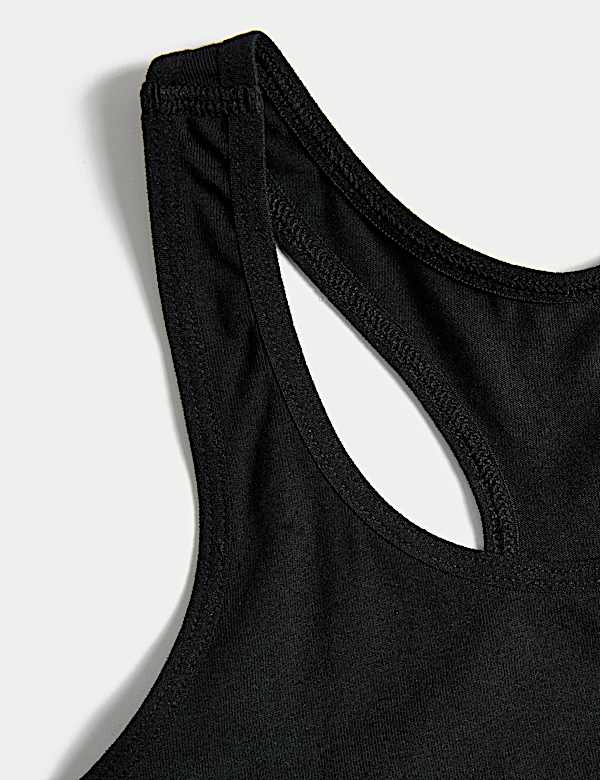 3pk Cotton with Stretch Racer Back Crop Tops (6-16 Yrs)