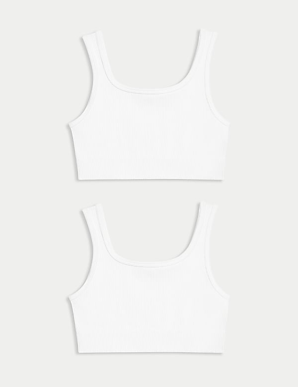 2pk Seamfree Round Neck Rib Crop Tops (6-16 Yrs) - VN