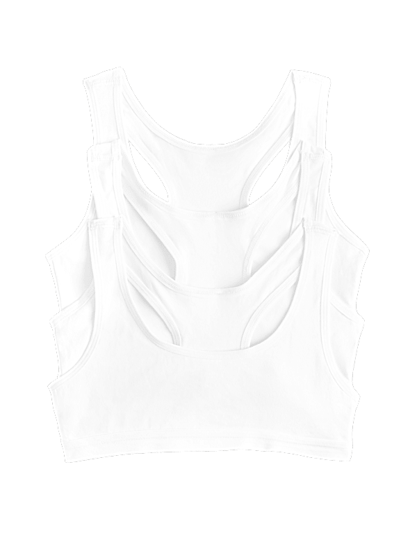 3 Pack Cotton with Stretch Crop Tops (6-16 Yrs)