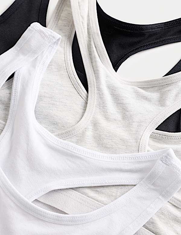3 Pack Cotton with Stretch Racer Crop Tops (6-16 Yrs)