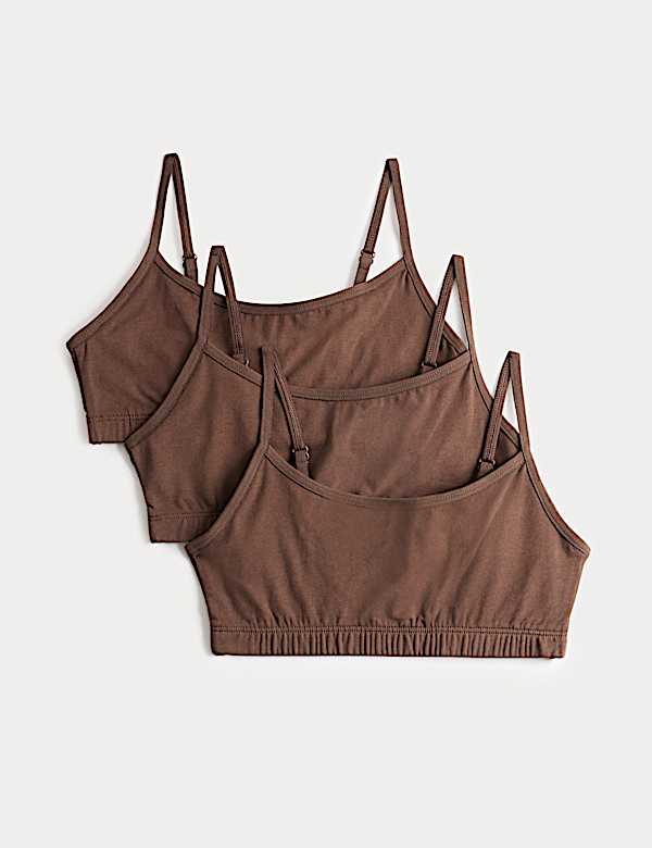 3pk Cotton with Stretch Crop Tops (6-16 Yrs) - LV