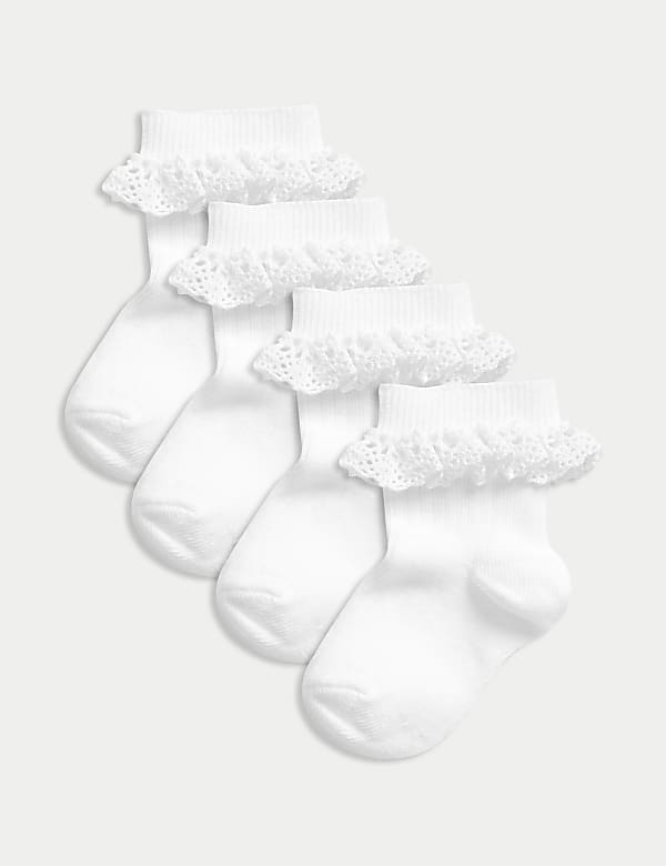 4pk Cotton Rich Ribbed Frill Baby Socks  - NL
