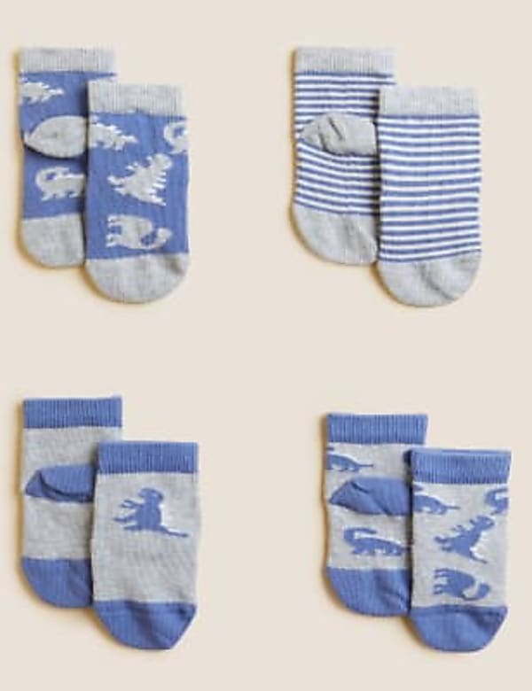 4pk Cotton Rich Dinosaur Baby Socks