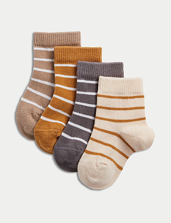4er-Pack gestreifte Babysocken mit hohem Baumwollanteil - DE