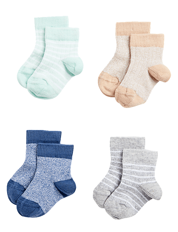 4pk Cotton Rich Ribbed Baby Socks