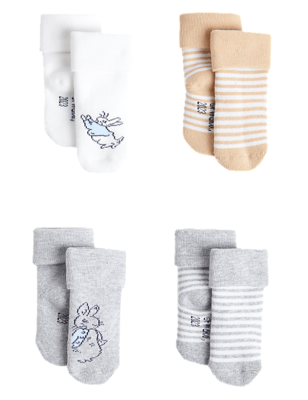 4pk Cotton Rich Peter Rabbit™ Socks (0-2 Yrs)
