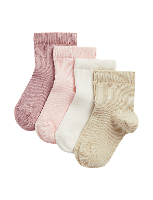 4pk Cotton Rich Ribbed Baby Socks