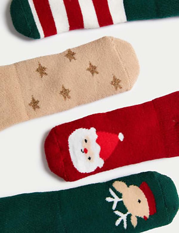 4pk Cotton Rich Christmas Baby Socks